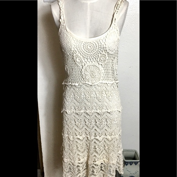 Cream Crochet Dress with Underslip - Picture 1 of 6